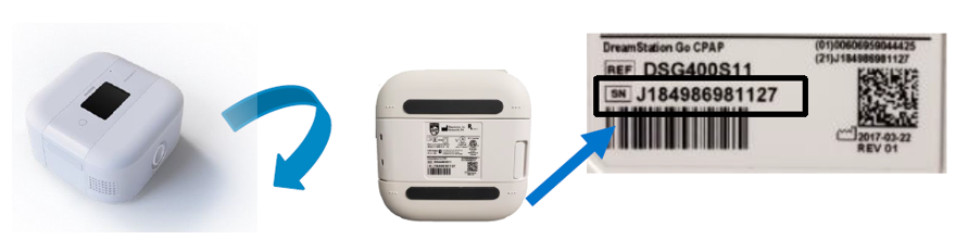 Locate Serial Number DreamStation Go