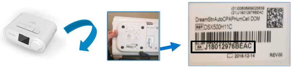 Locate Serial Number DreamStation